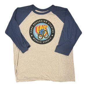 FAME Recording Studios Muscle Shoals 60th Anniversary XL Baseball Tee Blue/Grey